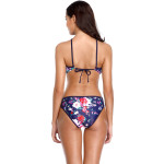 Retro floral print mesh swimsuit