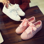 Women's Spring And Autumn Ribbon White Shoes