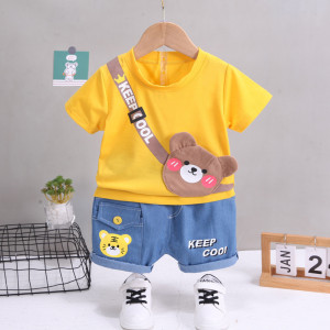 Children's Short-sleeved Shorts Fashion Baby Summer Shoulder Bag Cartoon Suit