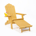 TALE Folding Adirondack Chair With Pullout Ottoman With Cup Holder, Oaversized, Poly Lumber, For Patio Deck Garden, Backyard Furniture, Easy To Install,.Banned From Selling On Amazon