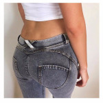 Italian Peach Hip Raise Jeans All Matching Slim Fit Slimming Hip Faux Pocket Leggings Smoky Gray Skinny Pants