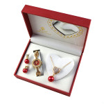 New Fashion Women's Watch Necklace Earrings Jewelry Three-piece Gift Set