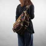 Large Capacity Red Checked Backpack