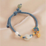 Female Minority Double Ring Safety Clasp Hand Knitting Bracelet