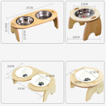 Inclined Cervical Spine Protection Stainless Steel Wooden Frame Pet Bowl