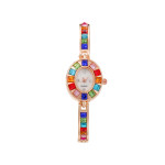 Fashion Small Oval Colorful Crystals Watch