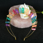 Colorful Natural Crystal Double Layer Diy Headband Madonna Halo Crown