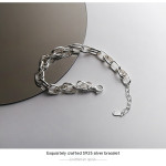 S925 Sterling Silver Hollow Thick Chain Street Style Bracelet