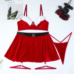 Christmas Velvet Red Dress-up Holiday Four-piece Set