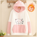 Add Velvet Thickening Match Color Loose Class Clothes Student Girl Hoodie