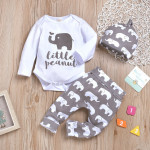 Small Elephant Long-sleeved Baby Romper Three-piece Suit