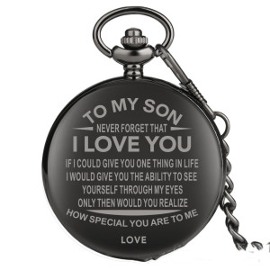 To, My Son European And American Fashion Lettering Commemorative Quartz Pocket Watch