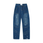 Street Vintage Washed And Whitened Old Ink Splash Jeans