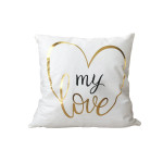 Flannel Gilding Pillow Cover Love Leaves Letters Pillowcase