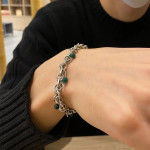 Colorless Ethnic Wind Green Bead High Street Bracelet