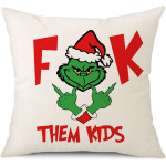 Christmas Green Grinch Linen Pillow Cover Wholesale Bedside Cushion Backrest Sofa Cushion