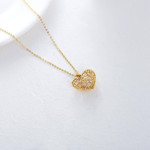 Moissanite Hollow Heart Pendant Necklace in 10K Gold