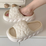 And Sweet Bubble Flower Soft Thick Bottom Linen Slippers