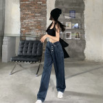 Loose High-waisted Wide-leg Mopping Straight-leg Pants