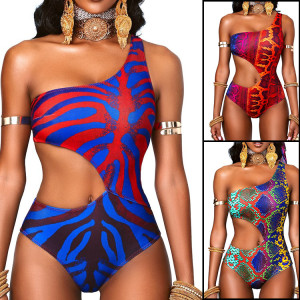 Swimsuit Women's Snake Print One-piece Slimming