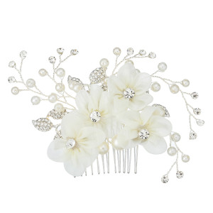 Bridal Wedding Tiara Pearl Rhinestone Hair Comb