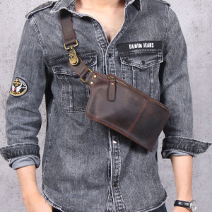 Men's Multifunctional Large-capacity Leather Chest Bag Retro Cross-body