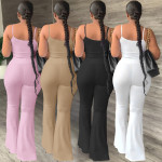 Solid Color Sling Bell-bottom Pants Simple Fashion Suit