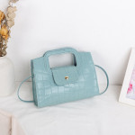 Serpentine Color Contrast Lock Chain Platinum Square Bag