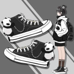 New Cute Panda Canvas Shoes High Top Casual