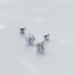 Full Diamond Square Screw Light Bead Geometric Ear Studs