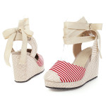 New Women'S Shoes Wedge High-Heeled Straw Single Shoes