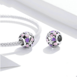 Silver Charm Drop Oil Purple Love Hollow 925 Silver Beads Valentine's Day Gift