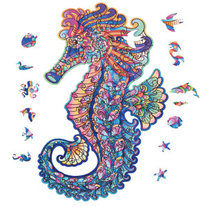 Irregular Three-dimensional Seahorse Shaped Animal Wooden Puzzle