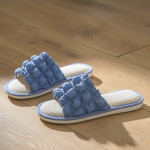 Lovely Women High Linen Slippers With Thick Soles