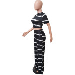 Striped Printed Sunken Stripe Navel Wide Leg Suit