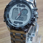 Waterproof Double Display Luminous Steel Band Watch