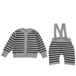 Striped Knitted Sweater Cardigan Two-piece Set