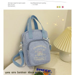 Cute Embroidery Bear Soft Sister Student Corduroy Hand Crossbody Bag