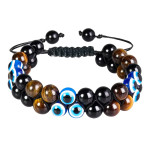 Natural Stone Tiger Eye Woven Double-layer Bracelet Adjustable