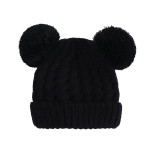 Solid Color Twisted Woolen Yarn Double Ball Children's Hat