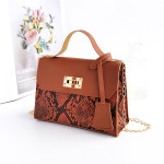 Serpentine Color Contrast Lock Chain Platinum Square Bag