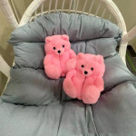 Teddy Bear Plush Slippers Home Warm Comfortable Thin Bottom Plush Cotton Shoes