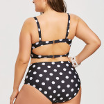 Retro Polka Dot High-rise Bikini Top Bottom Padded Swimsuit Plus Size Swimwear