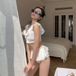 New Ruffled Bikini Gathered Sexy Backless High Waist Split Swimsuit Women