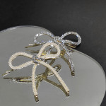 Pearl And Diamond Bow Hair Clip