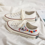 New Embroidery Rainbow Thin Style Breathable Trendy Canvas Shoes