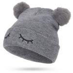 Children Woolen Hat Winking Bear Embroidery