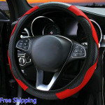 Car SUV Red Universal Microfiber Leather Steering Wheel Cover 15inch For Honda Jeep