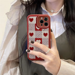 Checkerboard Heart Embroidered Phone Case Protector