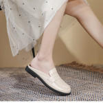 Spring And Autumn Single-layer Shoes Slip-on Toe Semi Slipper Women's Outdoor Vintage Soft Bottom Slippers Women